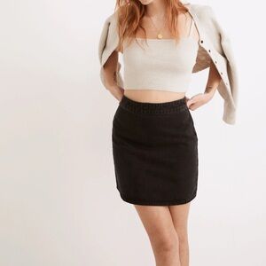 Madewell Denim High-Waist Straight Mini Skirt, Black Size 28